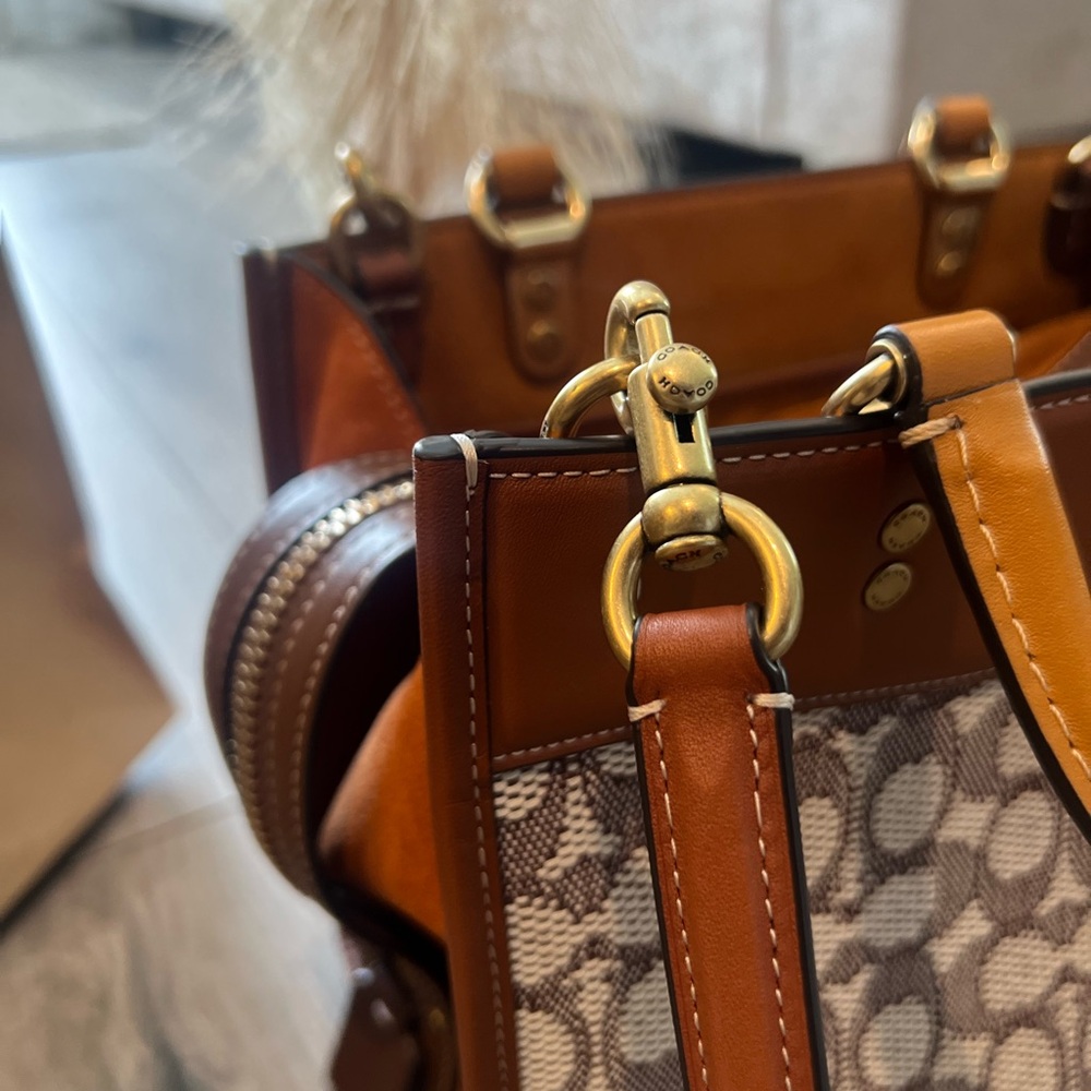 COACH Rogue Bag 25 in Signature Textile Jacquard Brown - Picture 6 of 16